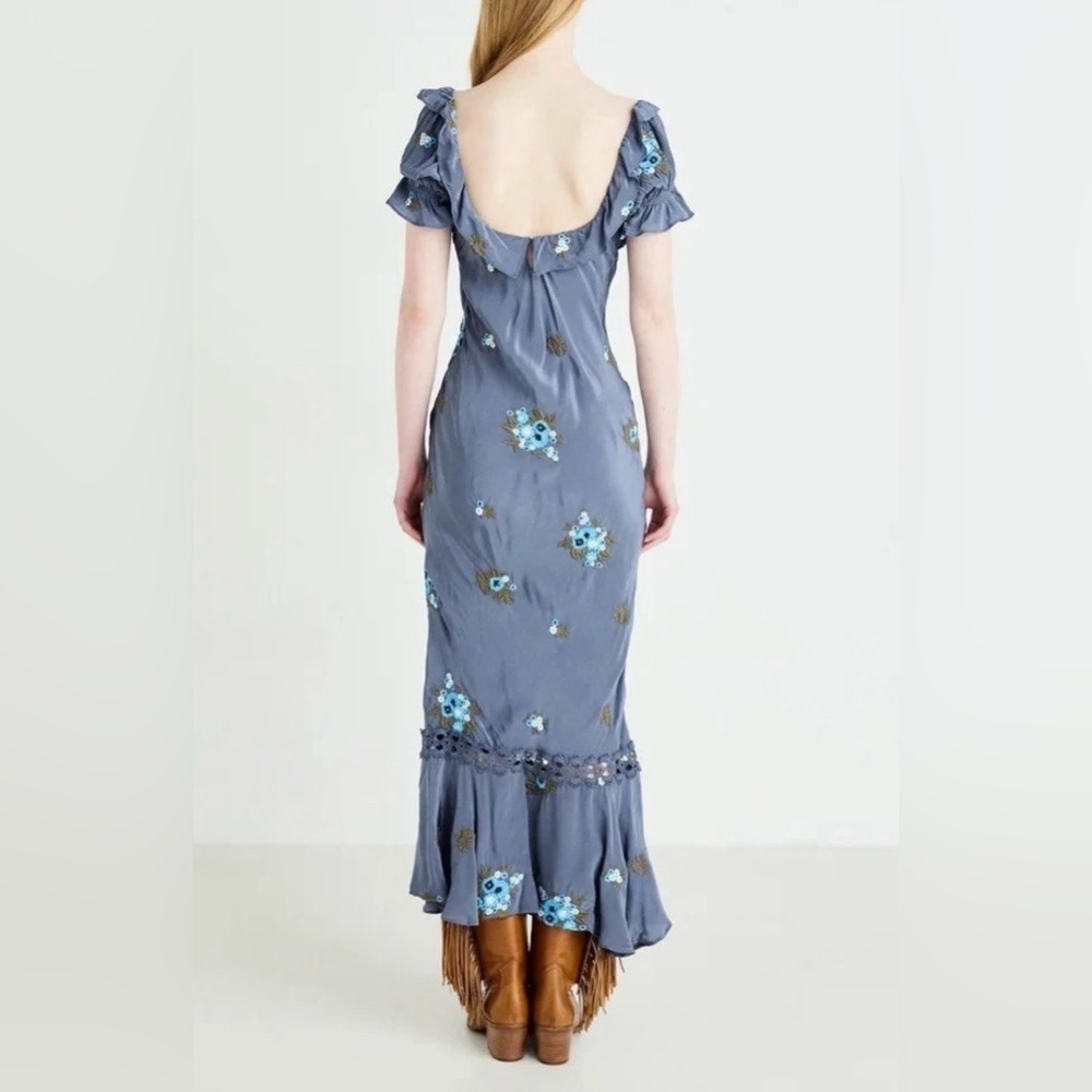 New No tags Free People Blue Floral Off-Shoulder Dress - Picture 2 of 8
